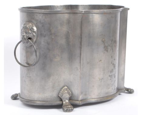 A 19th century Victorian silver plated planter. Being raised on four legs, terminating in pad feet, with lions head ring hand