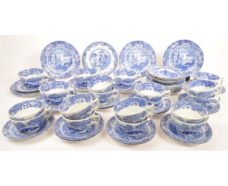 A collection of 20th century Spode blue Italian pattern china. The collection to include five side plates, eleven small sauce