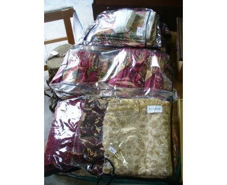 Sanderson " Rose and  peony " fabric,  " Rose and peony curtains , pelmets and tie backs, four pairs in total with tie backs 