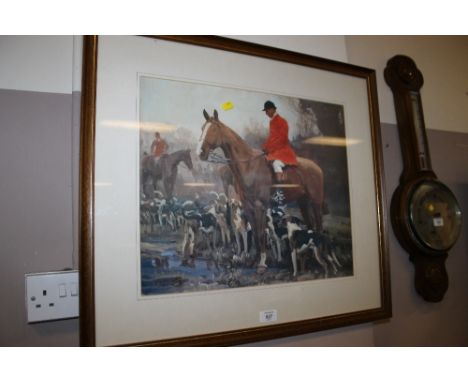 A PAIR OF FRAMED A J MUNNINGS HUNTING PRINTS (2)