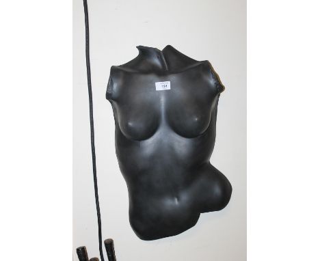 A CERAMIC FEMALE TORSO WALL HANGING BY JULIAN SMITH