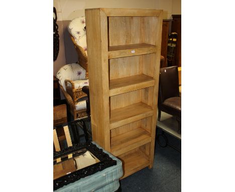 A CONTEMPORARY LIGHT OPEN TALL BOOKCASE
