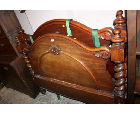 A VICTORIAN MAHOGANY BED HEAD AND FOOTBOARD