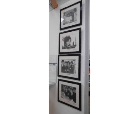 4 framed photographs by Bill Francis of The Who, Rolling Stones, John Lennon and The Beatles