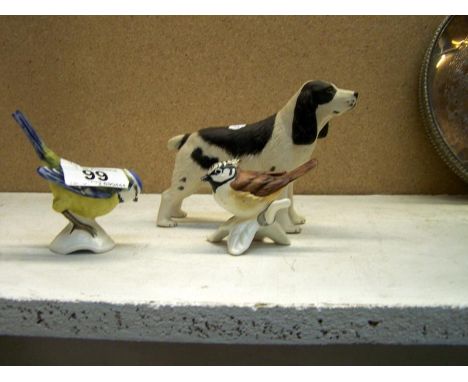 2 Goebel bird figures and an Aynsley dog figure