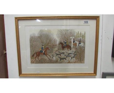 A French artist proof lithograph of a hunting scene by Vincent Haddlesey (1934-2010) signed in pencil
