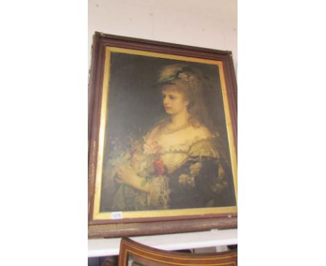 A lithograph portrait in painted gilt frame (image 59 x 75 cm) name bottle left corner  indistinct