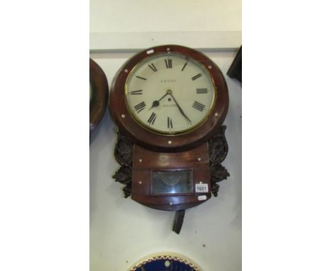A drop dial Fusee wall clock with mother of pearl inlay and carved decoration, face marked Upton, Sileby