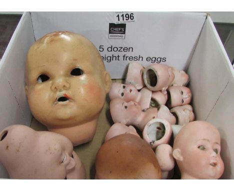 A quantity of mainly German bisque dolls head including Armand Marsielle, some a/f