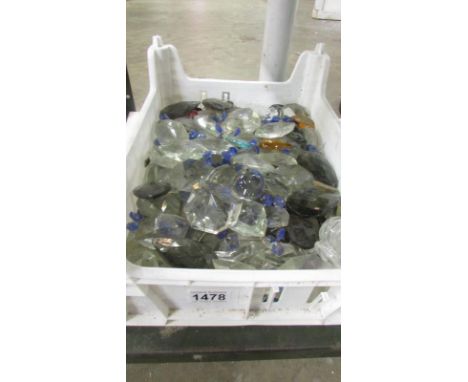 A large quantity of old crystal chandelier droppers