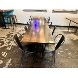 LOT OF: (1) 10' L X 30" WIDE WOODEN TABLE APPROXIMATELY 30" WIDE W/ METAL FRAME LEGS, AND (10) METAL