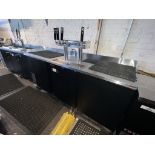 MICRO-MATIC 3-DOOR KEG COOLER W/ 8 TAP TOWER AND CENTER WASH STATION, UNIT IS ON BLOCKS