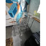LOT OF: (1) 3' 4-TIER CHROME WIRE RACK, AND (2) 3' 3-TIER CHROME WIRE RACK- DOES NOT INCLUDE CONTENT