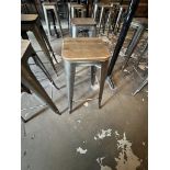 LOT OF: (8) METAL STOOLS W/ WOOD TOP SEAT
