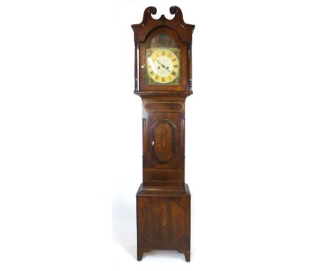 An 18th century oak, mahogany, rosewood and parquetry line inlaid eight day longcase clock, the swan neck pediment above a pa