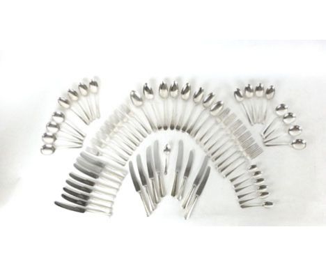 A large amount of silver hallmarked flatware having a rats tail design, various dates, weight excluding knives approx. 2415 g