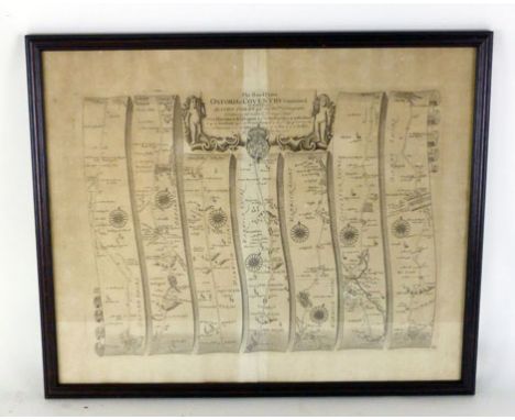 After John Ogilby (1600-1676),
'The Road from Oxford to Coventry continued to Darby' [sic] strip map,
uncoloured engraving,
4