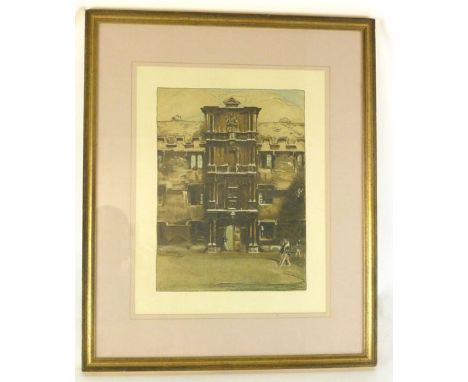 William Nicholson (1872-1949),
an Oxford College,
signed in plate,
lithographic print,
40 x 32 cm,
together with a coloured p