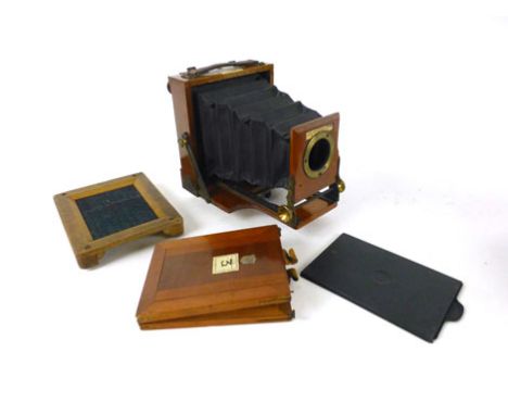 A 19th century J. Lancaster and Son 'Le Merveilleux' patent portable camera, on a fold out slide, with an assortment of vario