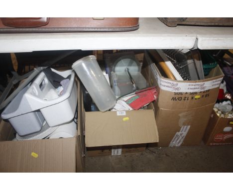 Three boxes containing kitchenalia and household items etc