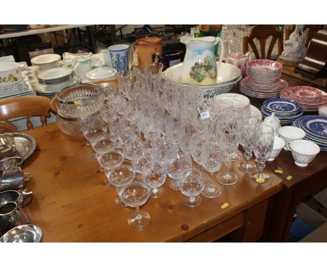 A quantity of various cut glass table ware