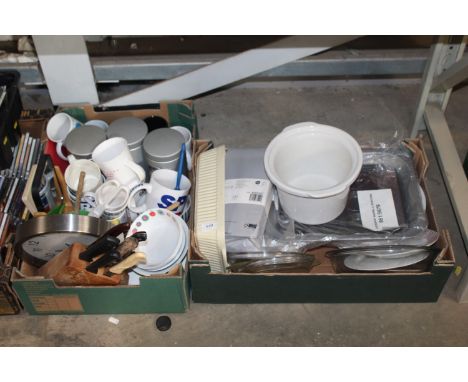 Two boxes of miscellaneous kitchenalia