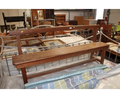 A stripped pine bench