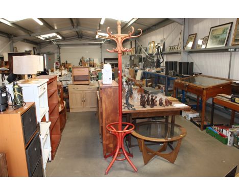 A bentwood style hat and coat stand