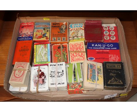A tray of miscellaneous playing cards 