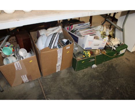 Four boxes containing miscellaneous kitchenalia, china, glass, cutlery etc.