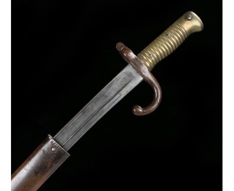 French Defense Nationale government 1866 pattern Chassepot bayonet, made at the Tulle Arsenal and dated October 1872, maker m