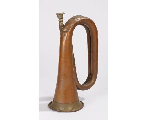 British Army copper and brass B flat bugle, maker marked John Grey &amp; Sons, London, Made in England