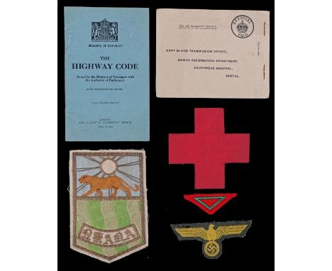 World War II German Kreigsmarine embroidered breast eagle for Coastal Artillery troops, together with what appears to be an e