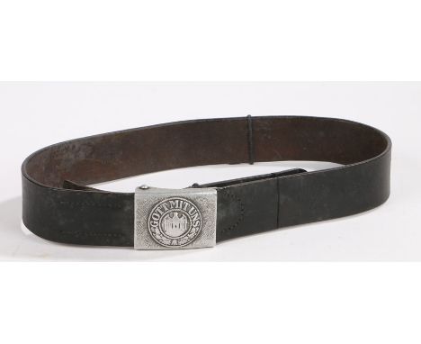 World War Two German Army other ranks belt, aluminium buckle de-natzified by the removal of the swastika, a common occurrence
