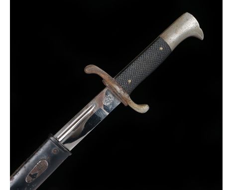 German Third Reich Fire Police bayonet by the maker Carl Eickhorn, Solingen, fullered blade with S shaped cross guard, maker 