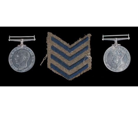 World War II British War and Defence medals, together with a First World War set of four British army overseas service stripe