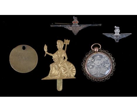 Silver George VI period sweetheart brooch to the Parachute Regiment with pin fitting, together with a yellow metal pendant wi
