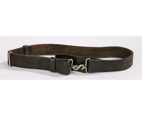 Victorian/Edwardian Metropolitan Police leather duty belt with white metal snake buckle by the maker Barrow, Hepburn &amp; Ga