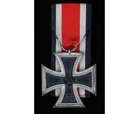 German 1939 Iron Cross second class by the maker Hermann Aurich, Dresden, maker mark 113 stamped to suspension ring