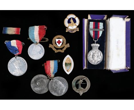 Commemorative coronation medals for Queen Victoria, George V, and Edward VIII, together with a commemorative medal to the Duk