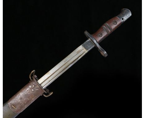World War I Remington Pattern 1913 bayonet and scabbard, the blade stamped Remington 1917 US, 57.5cm