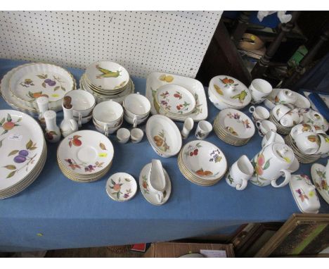A large collection of Royal Worcester Evesham, including cake plate, dinner and teaware, etc.