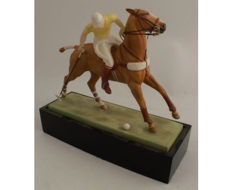 A Royal Worcester model, The Polo Player, modelled by Doris Lindner, on plinth base, height 8ins