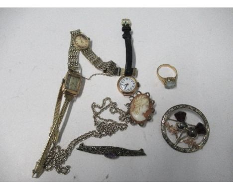 Rotary, a lady's 9 carat gold wrist watch, on a metal bracelet, together with another lady's 9 carat gold wrist watch on a st