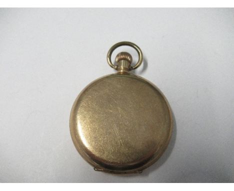 An American hunter cased pocket watch, the unsigned enamel dial with black Roman numerals, subsidiary seconds dial, gilt hand