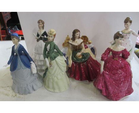 Six Royal Worcester figures, to include Belle of the Ball, Sunday Morning, Autumn Song and A Successful Day at the Derby Rose