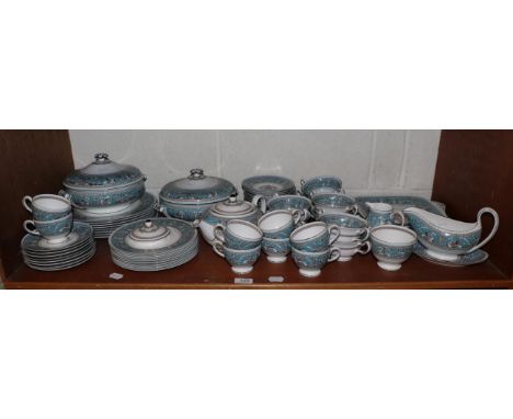 A Wedgwood turquoise Florentine eight place setting dinner tea service 