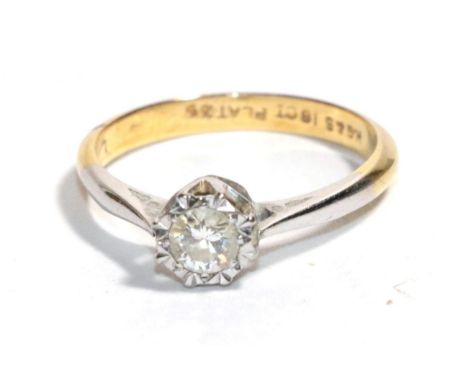 A diamond solitaire ring, estimated diamond weight 0.25 carat approximately, finger size K. Stamped '18CT' 'PLAT'. Gross weig