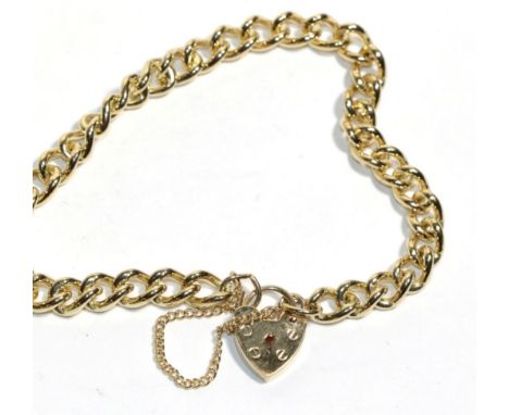A 9 carat gold bracelet, with attached lock stamped '375', length 18cm .  Gross weight - 16.35 grams 