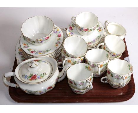 Royal Crown Derby floral decorated tea service 